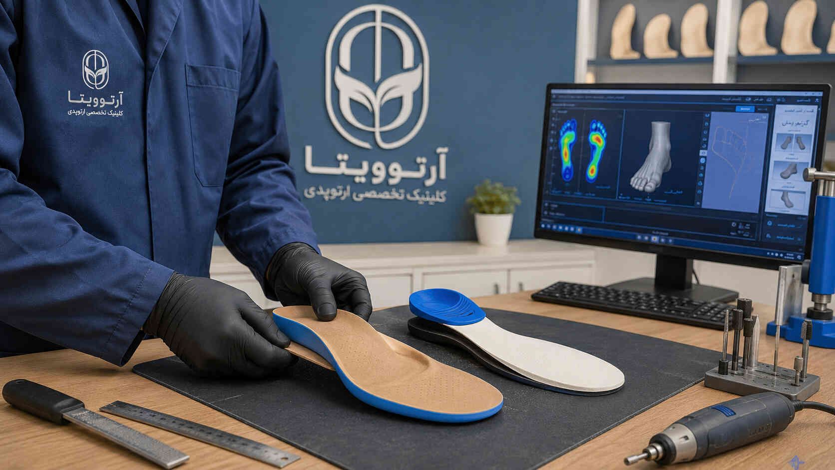 طراحی و ساخت کفی طبی سفارشی طراحی و ساخت کفی طبی سفارشی بر اساس اسکن پا در کلینیک اُرتوویتا