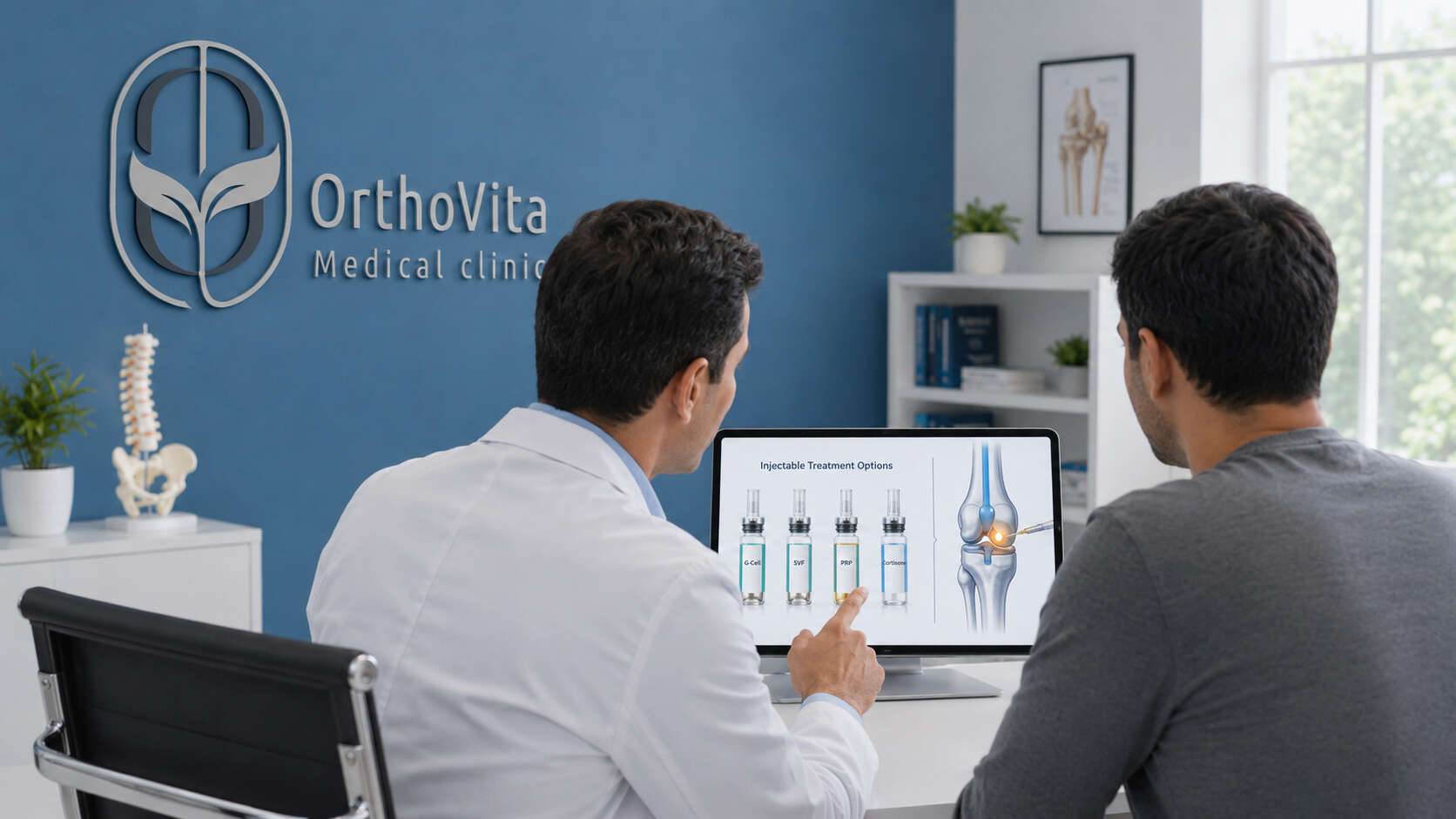 مقایسه گزینه‌های تزریق مفصل شامل جی‌سل، SVF، PRP و کورتون در جلسه مشاوره
